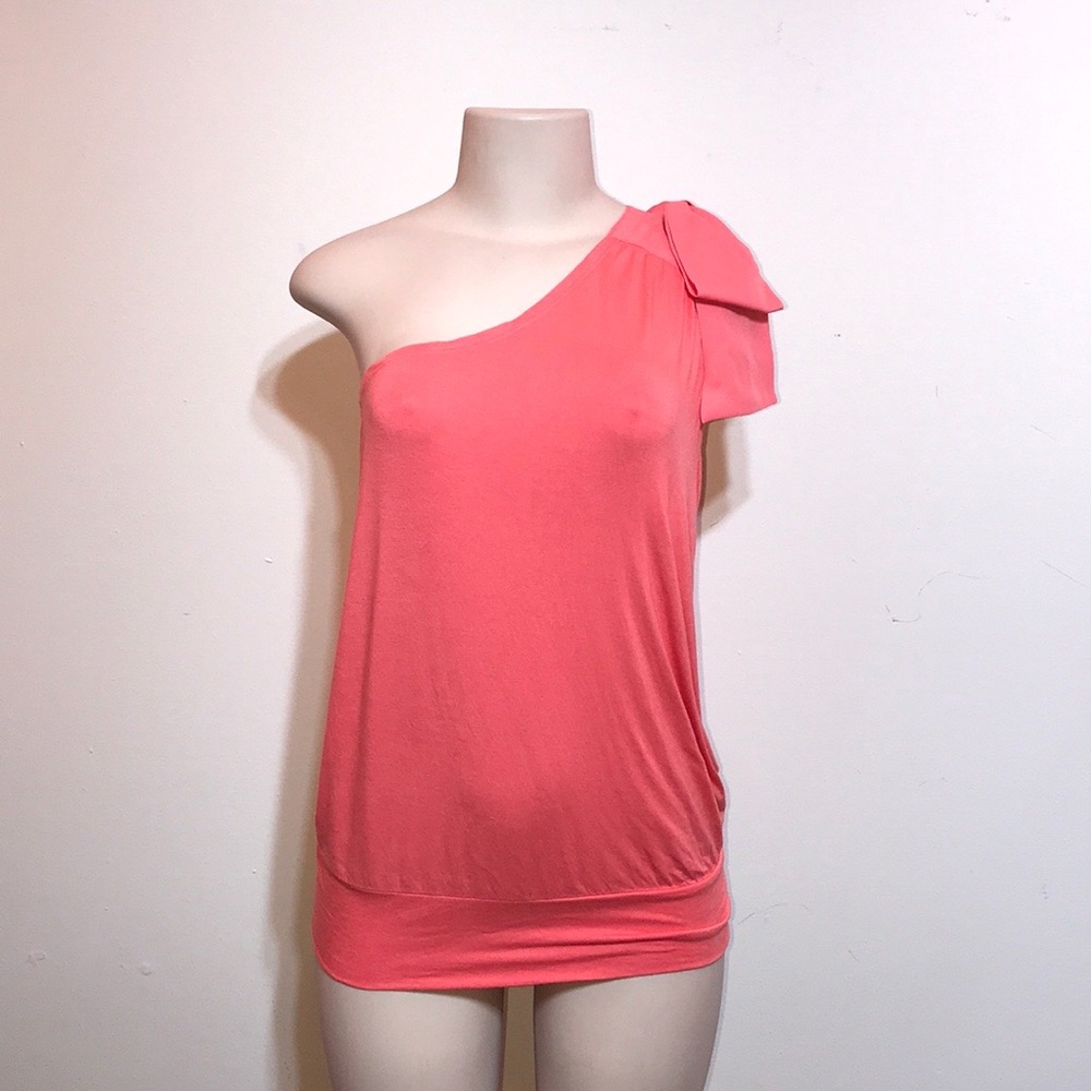 Peach One Shoulder Oversized Loose Bow Sleeveless